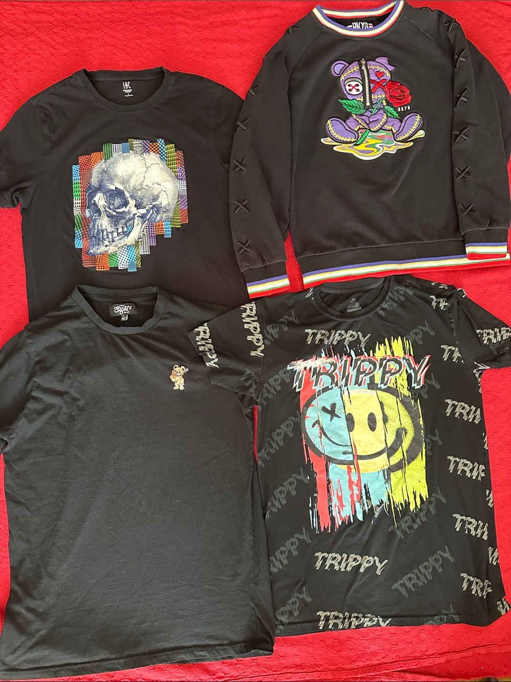 4pc BKYS I.N.C. Launder Eighty Eight Graphic Streetwear Lot M/L Trippy Skull